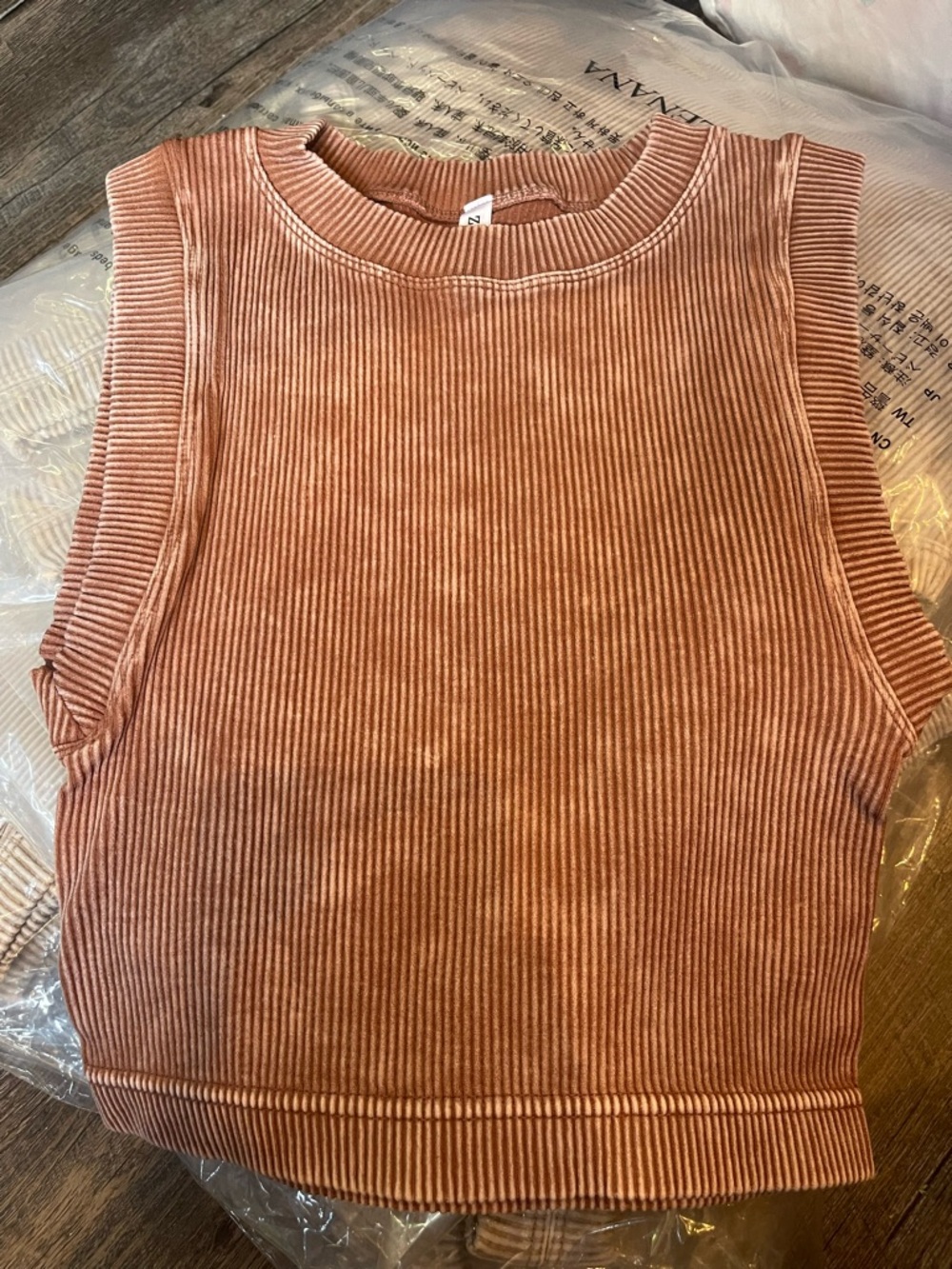 Sleeveless Ribbed Crop Top - Deep Camel